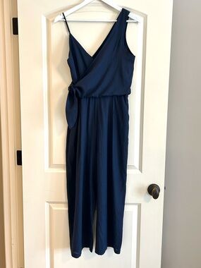 Women’s Navy One-Shoulder Jumpsuit with Tie Waist